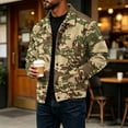 thumbnail image 4 of Havenx Men's Camo Corduroy Jacket Long Sleeve Button Down Shirt Jackets with Pockets Lapel Collar Camouflage Print Coat Vintage Casual Western Fall Winter Clothing,Brown 2XL, 4 of 5