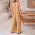 thumbnail image 6 of GILIGEGE Women's Summer Causal Jumpsuits Sleeveless Wide Leg Long Rompers V Neck Strap Loose Baggy Overalls Beach Jumpsuits with Pockets High Waisted Stylish Loose Jumpsuit Vest V Neck Wide Leg, 6 of 7