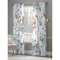 thumbnail image 3 of Teal Brown Spring Floral Sheer Curtains 84 Inch Length 2 Panels Set, Summer Botanical Abstract Voile Window Treatment Rod Pocket Curtains Sheers Drapes for Bedroom/Living Room/Kitchen 52"x84"x2, 3 of 7