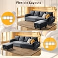 thumbnail image 3 of Pingliang Home Convertible Sectional Sofa with Storage Ottoman and Side Storage Pockets,Modern 4 Seat L Shaped Couch with 19.3" Seat Depth for Living Room Office Apartment Studio,Dark Gray, 3 of 14
