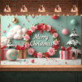 thumbnail image 4 of Colorful Design Christmas Banner Decorative Wreath Holiday Decoration Party Backdrop for Home Celebration Photo Props Winter Festive, 4 of 9