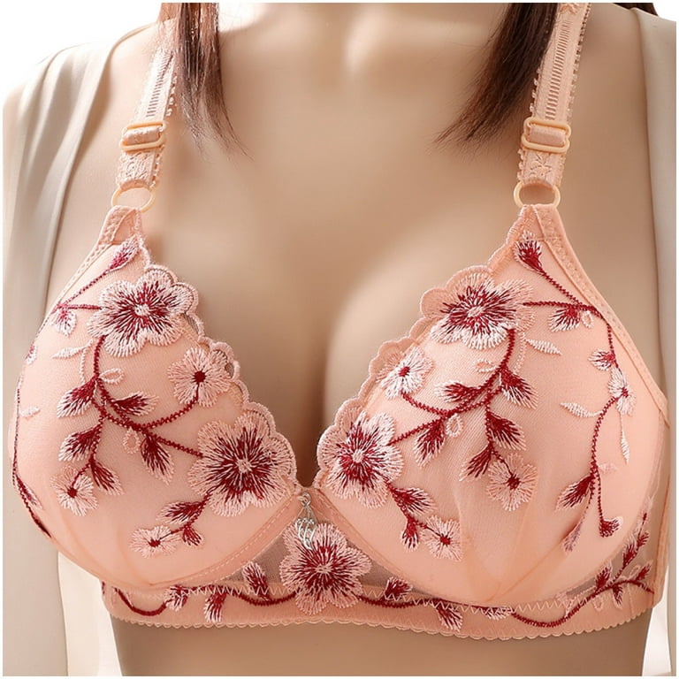 hoksml Sexy Bras for Women,Woman Sexy Ladies Bra Without Steel Rings Sexy  Vest Large Lingerie Bras Embroidered Everyday Bra 