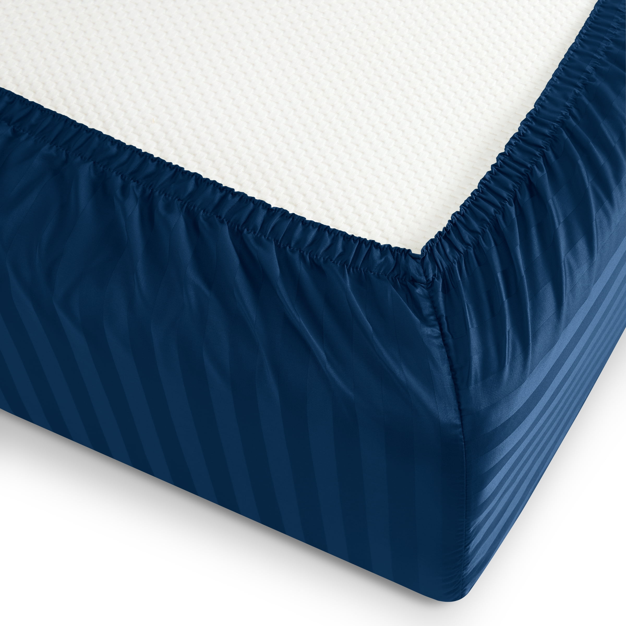 Wamsutta 1846 4-Piece 650 Thread Count Titan Stripe Egyptian Giza Cotton Sateen Bed Sheets, Queen-Deep Pocket