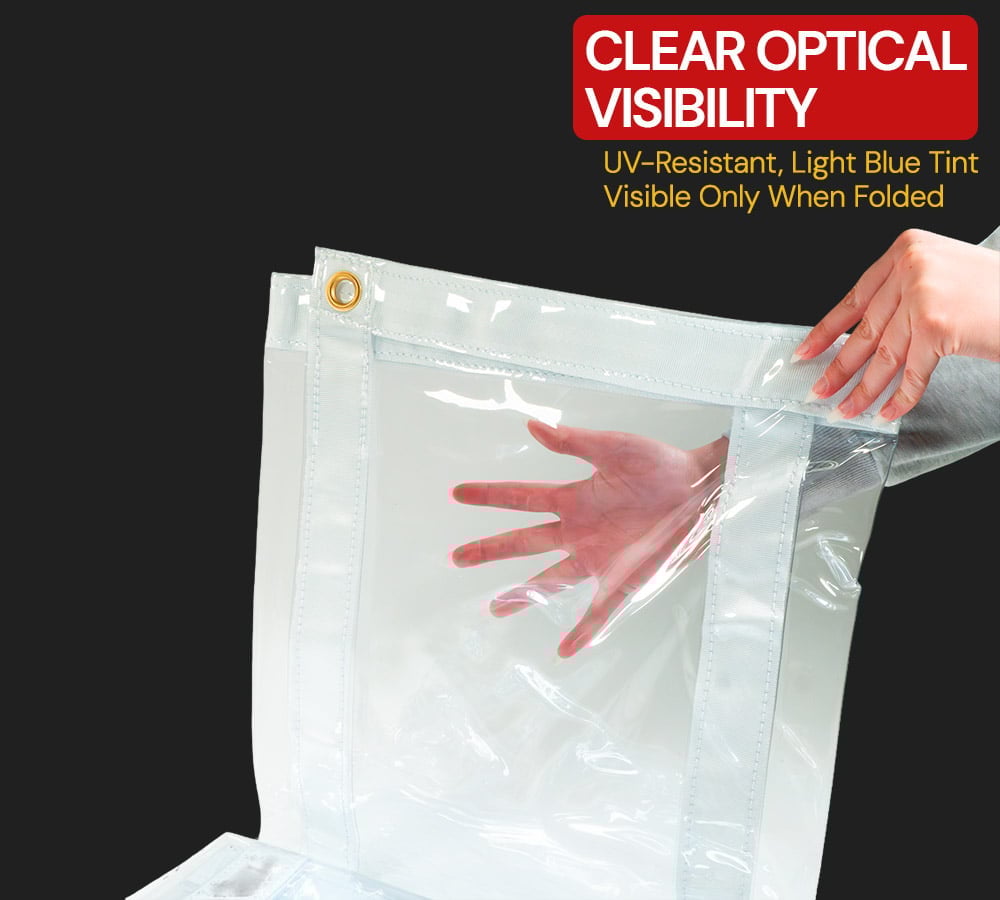 thumbnail image 3 of 2 Pack 6' x 12' Clear Vinyl Tarp – 24 MIL Thick Heavy-Duty Waterproof Vinyl Tarpaulin with Grommets, UV & Fire Retardant – Cold Weather Resistant Cover for Outdoor, 3 of 13