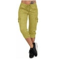 thumbnail image 4 of Teissuly Women's Yoga Pants Loose Soft Drawstring Workout Sweatpants Outdoor Athletic Causal Pants With Pockets Cargo Capris, 4 of 8