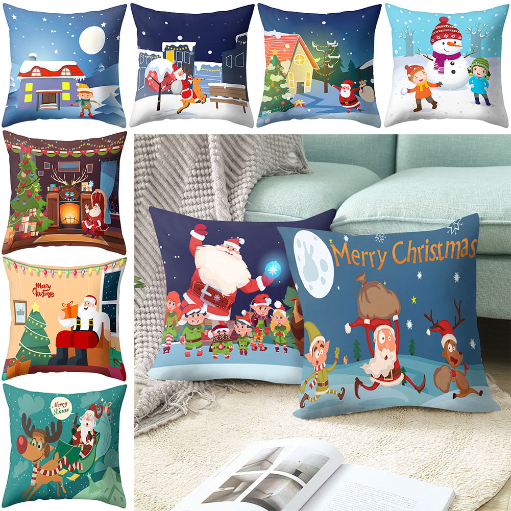 Details about   Christmas Xmas Cushion Cover Pillow Case Cotton Linen Home Sofa Throw Decors 