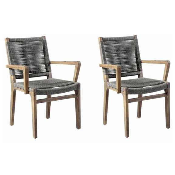 Afuera Living  Modern 17" Wood Armchair in Mixed Gray (Set of 2)