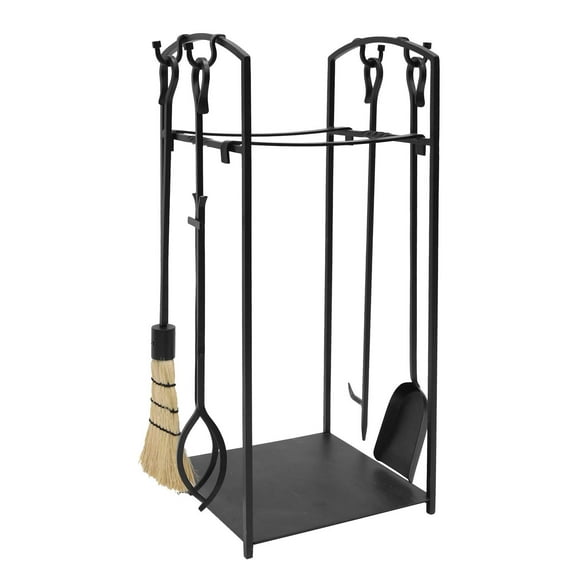 Minuteman International Support de Bois de Chauffage Mission II avec Outils de Cheminée, 32 Pouces H, Noir