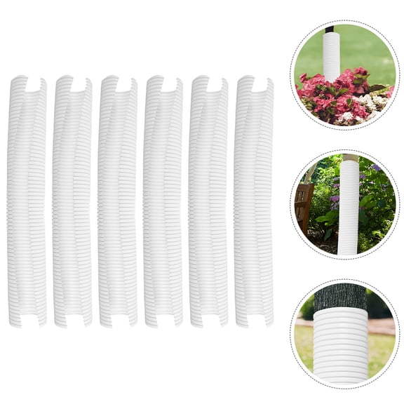 LEORX 6Pcs Tree Trunk Protector Guard PVC White Secure Tree Trunks for Garden