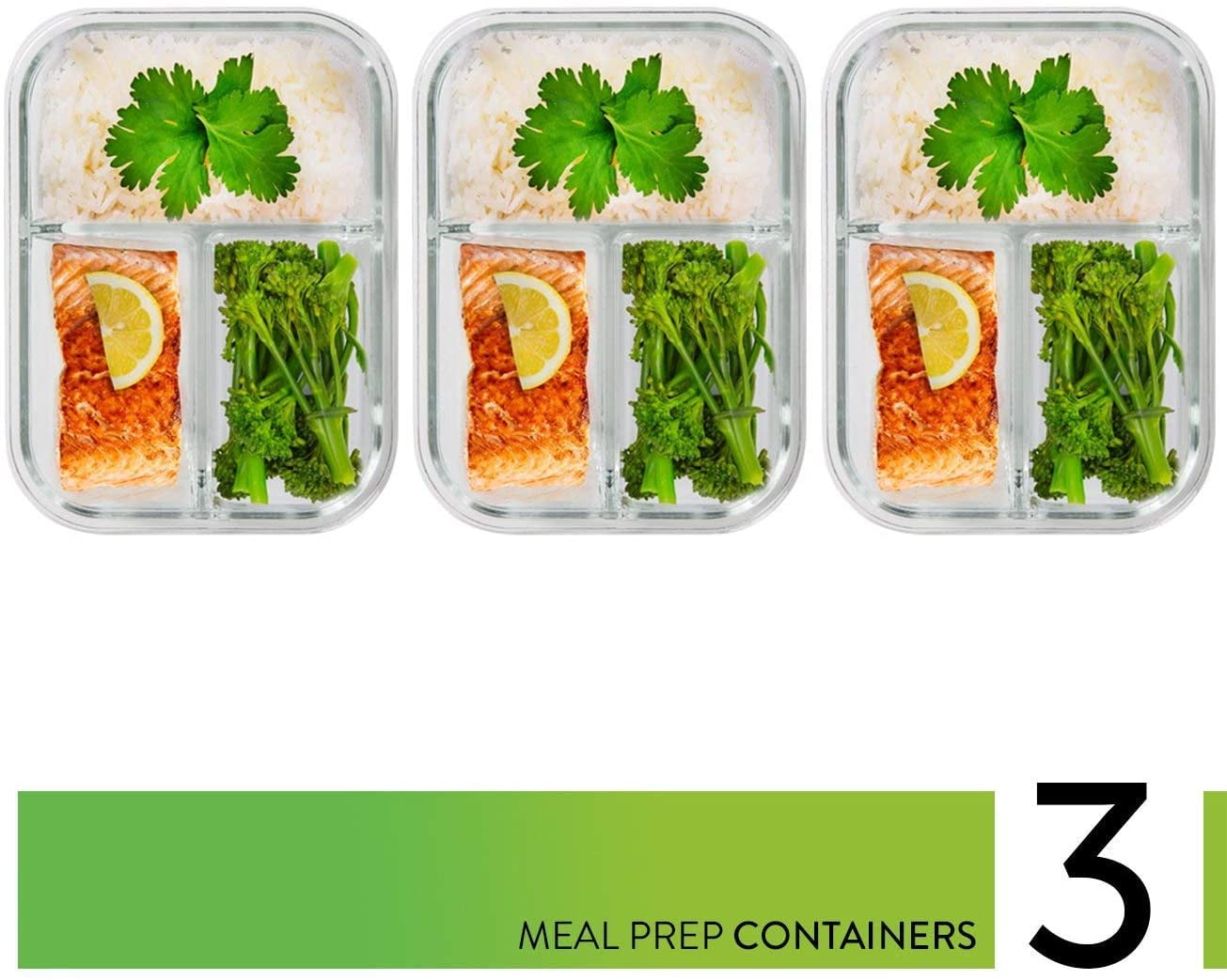 3 Compartment Glass Meal Prep Containers (5682863023060 Pack, 35