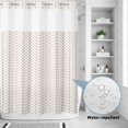 thumbnail image 2 of No Hook Shower Curtain, Simple Line White Shower Curtains for Bathroom with See Through Top Window, Beige Modern Art Geometric Waterproof & Washable Bath Curtain Extra Long 72"x84", 2 of 9
