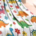 thumbnail image 3 of White Dinosaurs Flowers Pattern Blanket,Comfortable Soft Lamb Wool Throw Blanket,All Season,Warm Lightweight Blankets for Sofa Bed Couch Living Room Chair,30"x40", 3 of 4