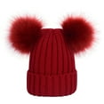 thumbnail image 2 of Beanies Women with Double Pom Pom, Winter Hats for Women Cold Weather Warm Knit Fleece Lined, Cute Beanie Cap for Daily Use, 2 of 8