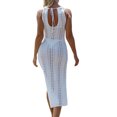 thumbnail image 3 of xiaxaixu Robe de Plage pour Femmes, Sans Manches à Col Rond, Dos Nu, à Nouer, Transparente, Ajourée, Fendue, Coupe Ajustée, Robe d'Été, 3 of 6