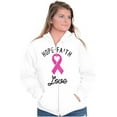 thumbnail image 3 of Hope Faith love Breast Cancer Ribbon Womens Plus Size Graphic Zipper Hoodie Brisco Brands 3X, 3 of 4