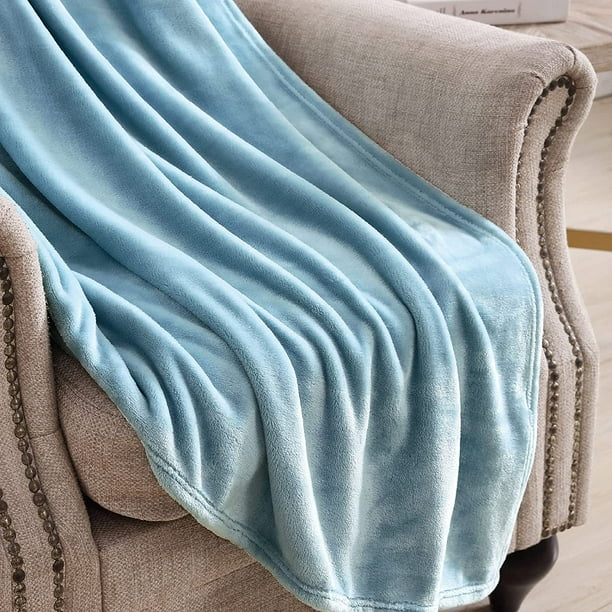 Iguohao Fleece Blanket Queen Size 90x90 Washed Blue Plush Fuzzy Lightweight Throw Super Soft Microfiber Flannel Nap Blankets For Couch Bed Sofa U