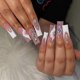 thumbnail image 1 of Fake Nails French Long Press on Coffin Nails Crystal Full Cover Acrylic Shiny, 1 of 5
