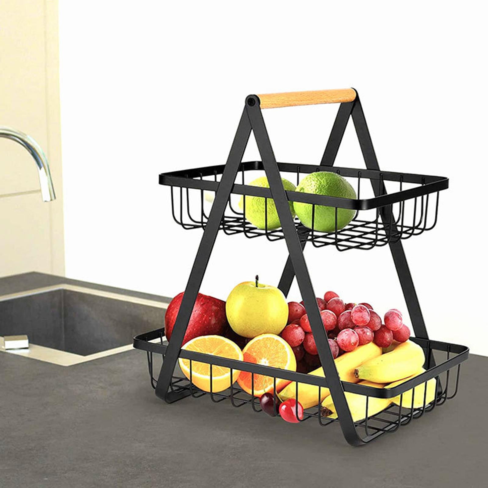 2Tier Metal Wire Fruit Bowl Metal Wire Bread Baskets Holder for