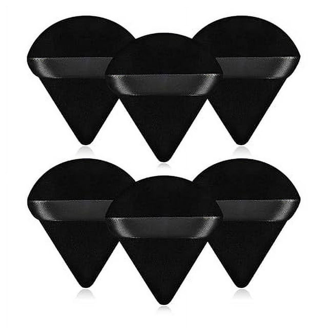 Nvzi 6 piezas de borlas para polvos faciales triangulares suaves para maquillaje en polvo suelto, polvos minerales, polvos corporales, herramienta de maquillaje, color negro, A36