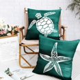thumbnail image 6 of Nautical Throw Pillow Covers 16x16 Beach Theme Starfish Turtle Pillow Covers Set of 2 Coastal Dark Green Decorative Pillow Case for Living Room Bedroom Couch, 6 of 6