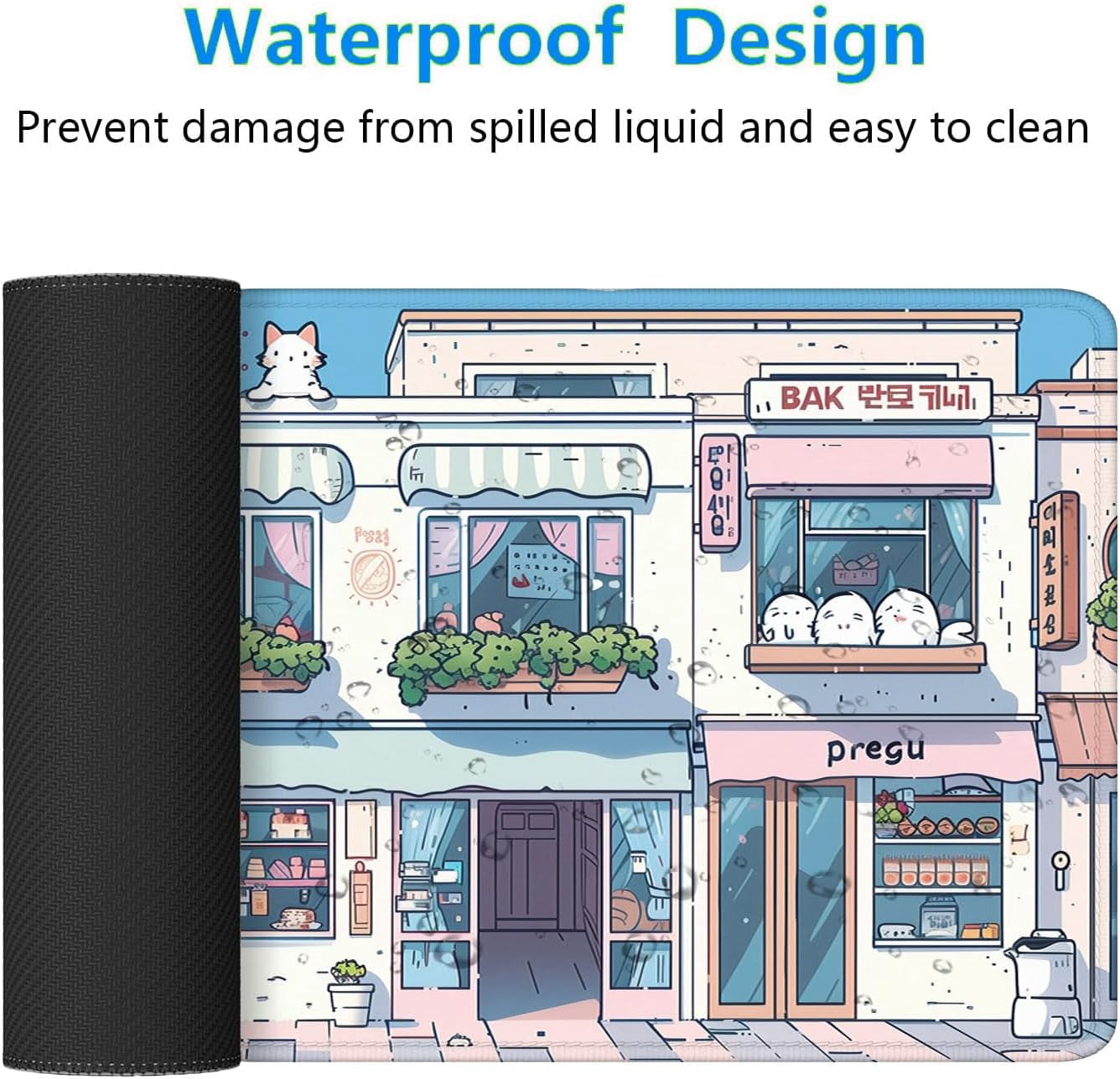 Cute Kawaii Gaming Mouse Pad Desk Pad Anime Street Aesthetics Large Gaming Mouse Mat with Stitched Edges,Non-Slip Waterproof Rubber Base Mous Mat Office Computer Keyboard Laptop Home 31.5"x11.8"