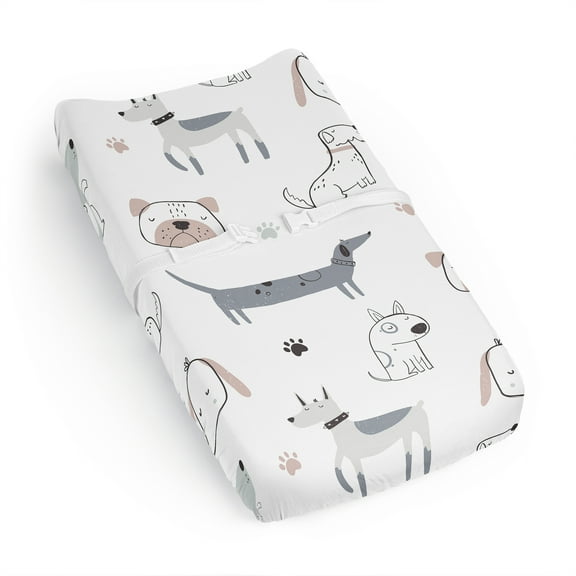 Sweet Jojo Designs Cartoon Puppy Boy, Girl, Unisex/Gender Neutral Changing Pad Cover Sheet