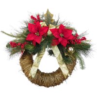 Delux Christmas Poinsattia Mixed Grapevine Wreath
