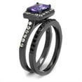 thumbnail image 4 of IP Light Black (IP Gun) Stainless Steel Ring with AAA Grade CZ in Tanzanite for Women Tanzanite Stone Color Style TK2778 Size 5, 4 of 4