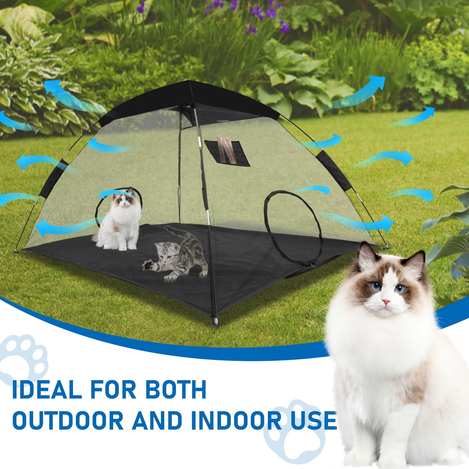 GEERTOP Mesh Cat Tent Outdoor, Cat Enclosure for Outside Indoor, Portable Sunshade Playpen Playhouse for Cats Dogs Puppy Small Animals C49