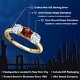 thumbnail image 2 of Gem Stone King 18K Yellow Gold Plated Silver Red Garnet and Sky Blue Aquamarine Engagement Ring for Women | 1.55 Cttw | Round 5MM | Gemstone January Birthstone | Size 9, 2 of 6
