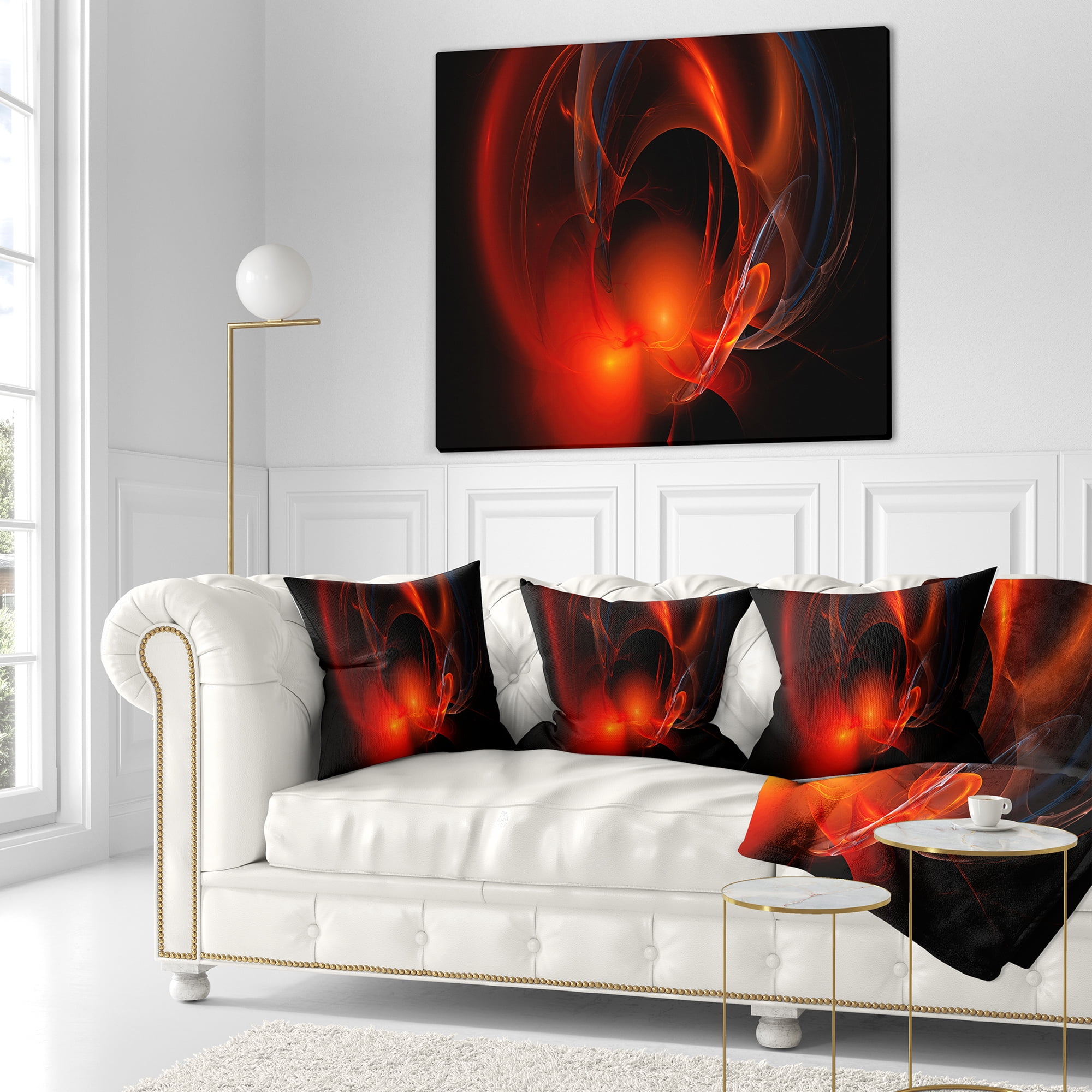 Designart Red Galactic Nebula on Black - Abstract Throw Pillow - 18x18