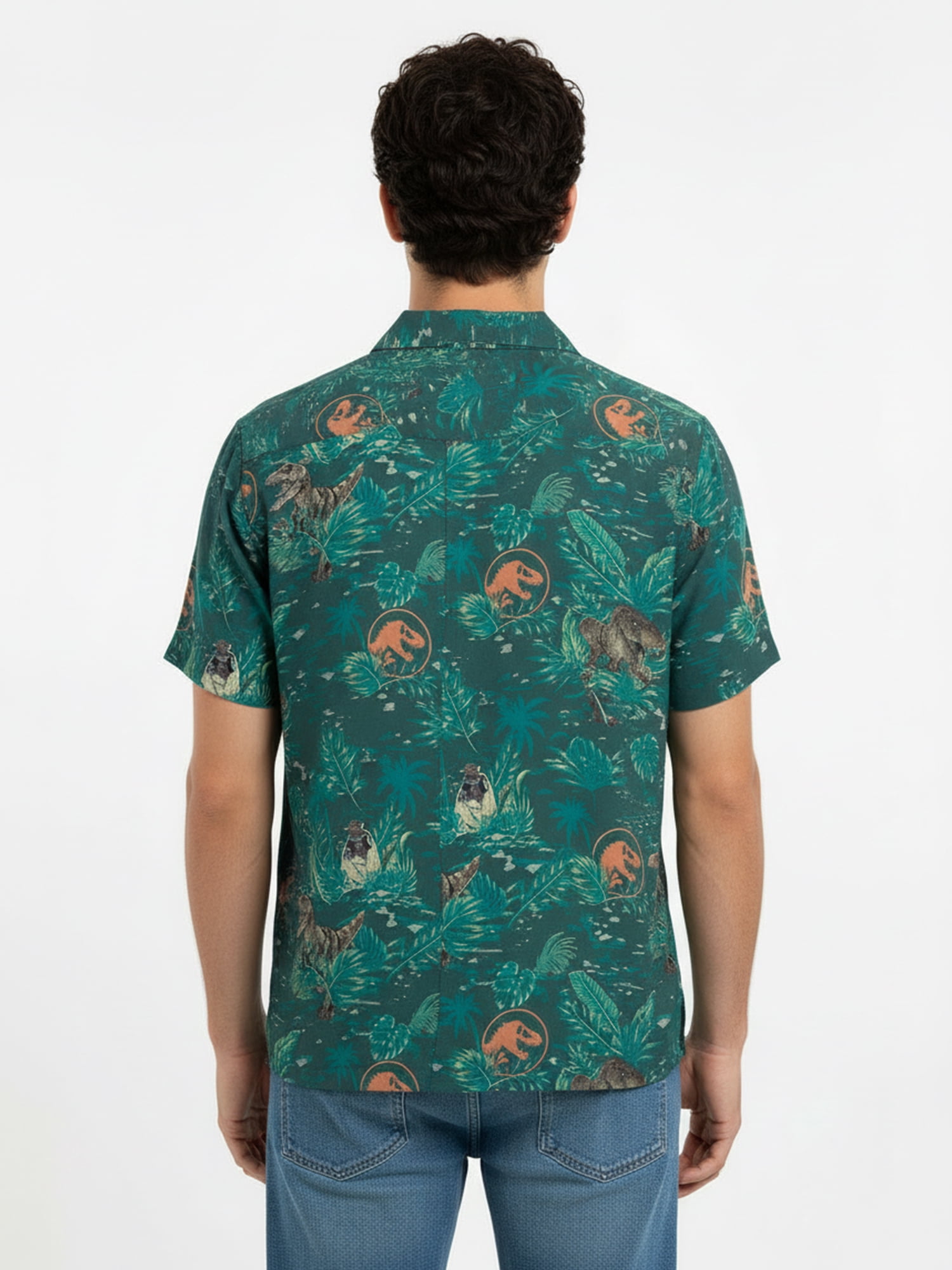 Jurassic Park, Men's & Big Men's Graphic Button-Up Shirt, Floral Gates, Sizes S-3XL