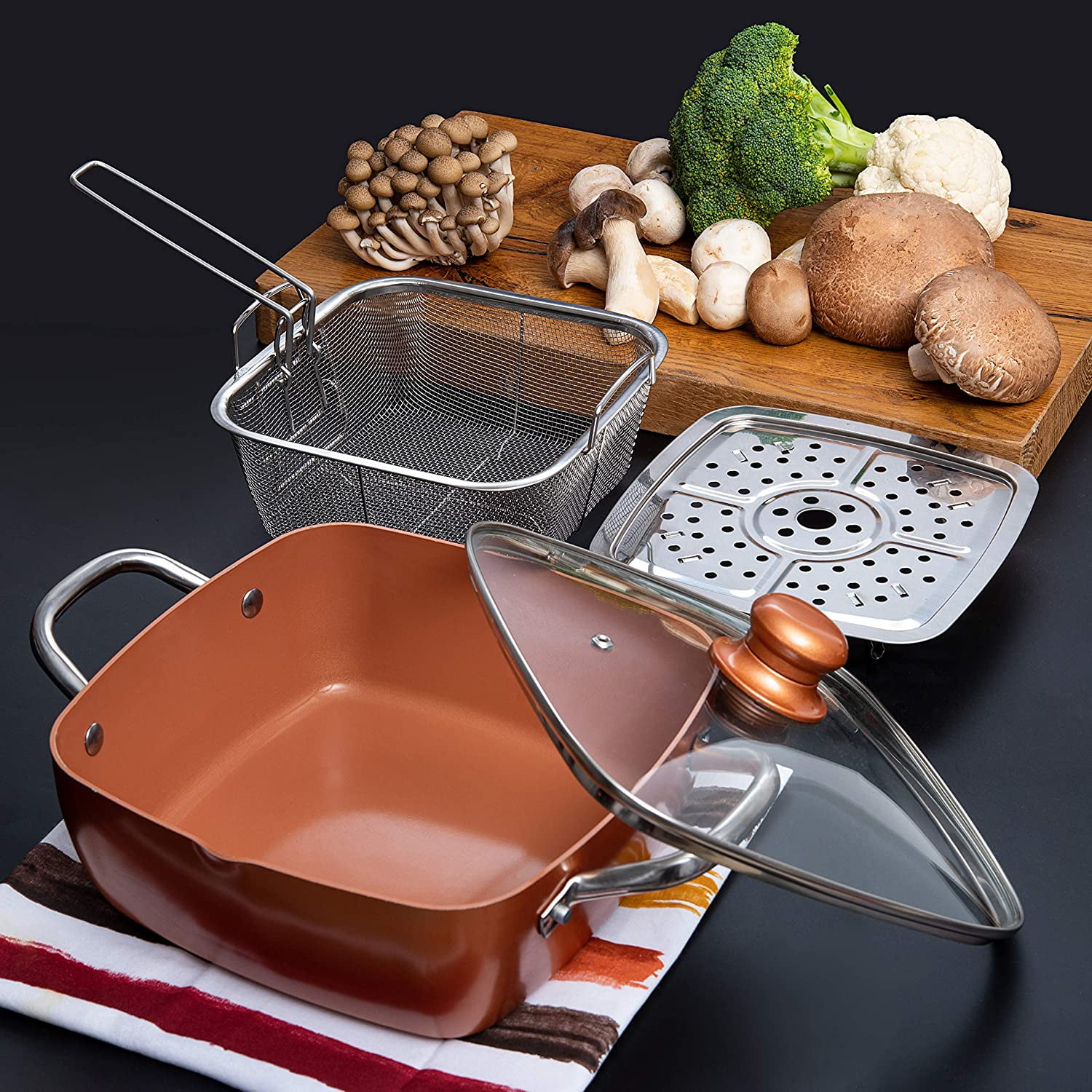 Moss & Stone Pots And Pans Set Nonstick, Removable Handle Cookware,  Stackable Pots And Pans Set, Dishwasher safe, Induction Pots And Pans,  Aluminum