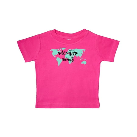 

Inktastic Adventure Awaits Teal World Map Gift Baby Boy or Baby Girl T-Shirt