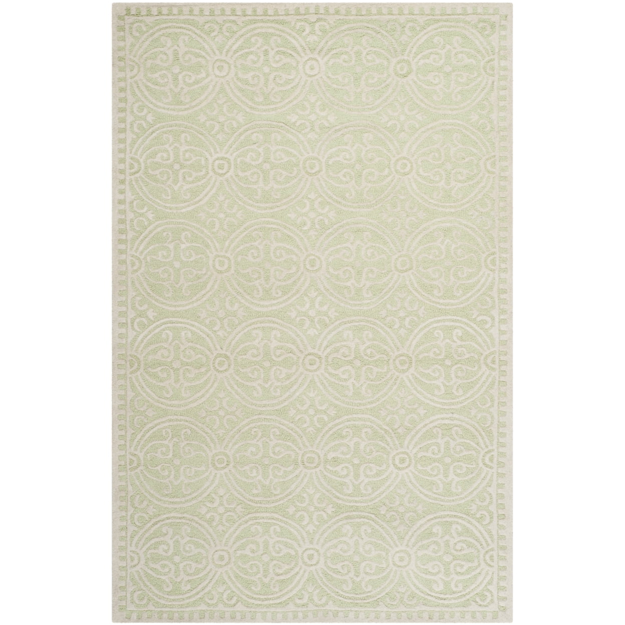 SAFAVIEH Cambridge Leslie Geometric Wool Area Rug, Light Green/Ivory, 4' x 6'