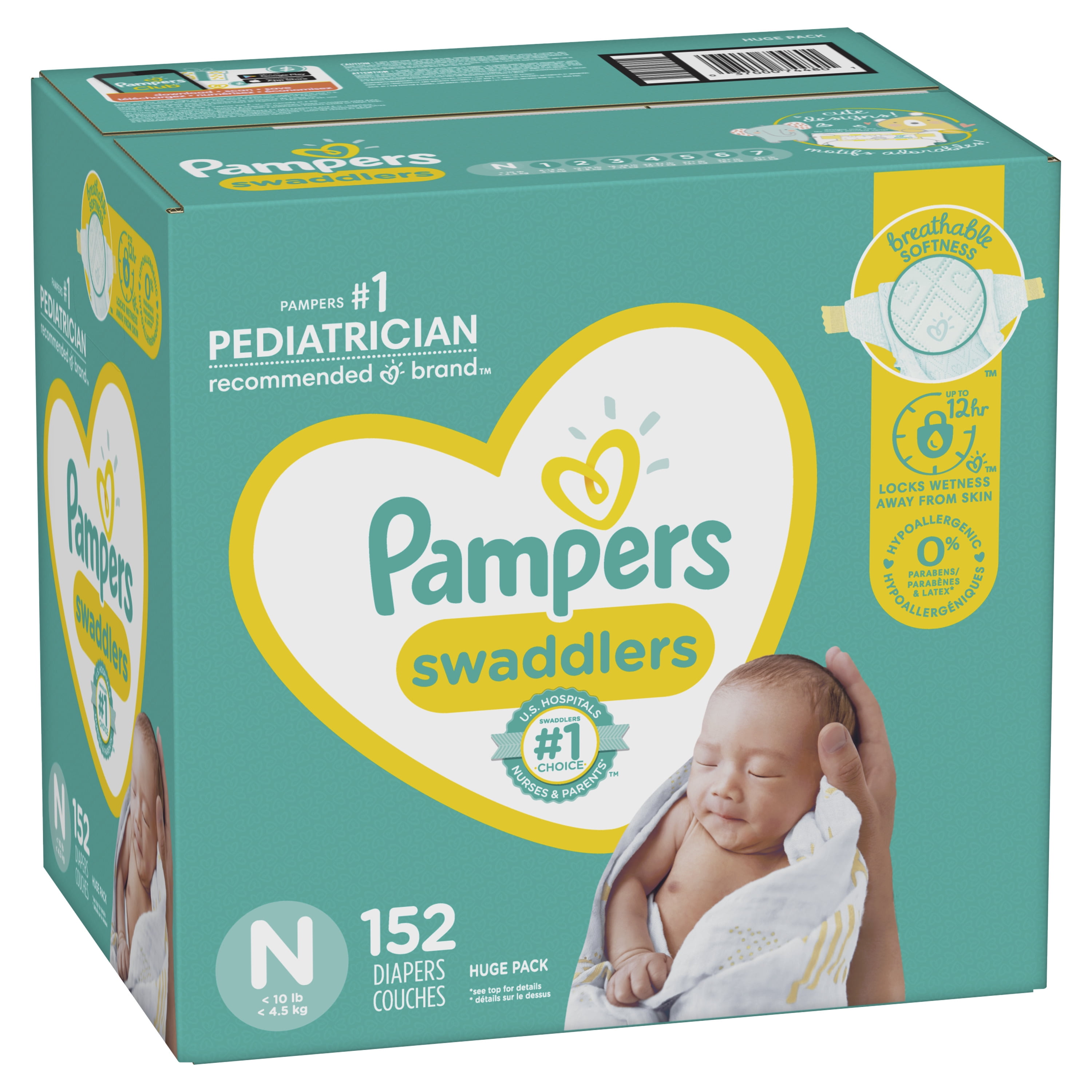 Pampers Swaddlers Newborn Diapers Size N 152 Count
