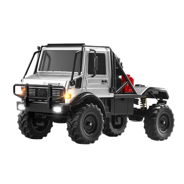 Camioneta RC 1/18, camión de transporte a control remoto, todoterreno, vehículo todoterreno RC, coche de escalada sobre orugas para niños y adultos, plata