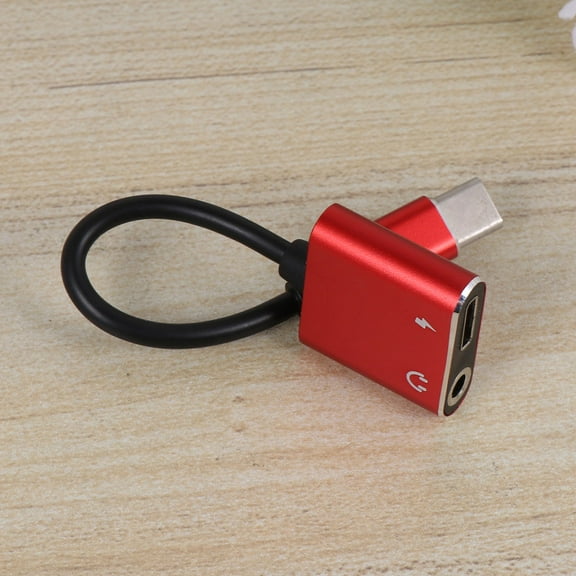 Toyvian Type C Adapter for Headphones Red 1Pcs