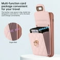 thumbnail image 6 of SaniMore for iPhone 14 PU Leather Case, Multi-Functional Metal Snap Wallet Cover with Card Slot & Kickstand Shoulder Strap Full Body Protective Shell for iPhone 14, Pink, 6 of 10