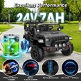 thumbnail image 4 of Funcid 24 Volt Ride on Toys, 2-Seater Electric Car, 400W Ride on Cars with Remote Control, Ride on Truck W/ Bluetooth, Music, Power Display, High/Low Speed, Light Control, Suspension, Black, 4 of 10