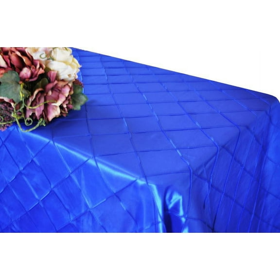 Wedding Linens Inc. 90"x132" Rectangular Pintuck Taffeta Linen Tableccloth for Party Wedding Reception Catering Dining Home Table Cover Linens - Royal Blue