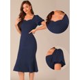thumbnail image 2 of DARING DIVA Sweetheart Neck Puff Mermaid Midi Dress L Dark Blue, 2 of 6