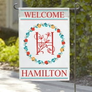 Personalized Welcome Initial Wreath Garden Flag, 18" x 12"