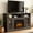 58" Black + Dark Walnut, variant on HIUU 58"W Modern Entertainment Center with 23" Fireplace Inset,Wooden Free Standing TV Stand with 2 Glass Doors Storage Cabinet,Floor Mount TV Stand for Living Room(Dark Walnut)