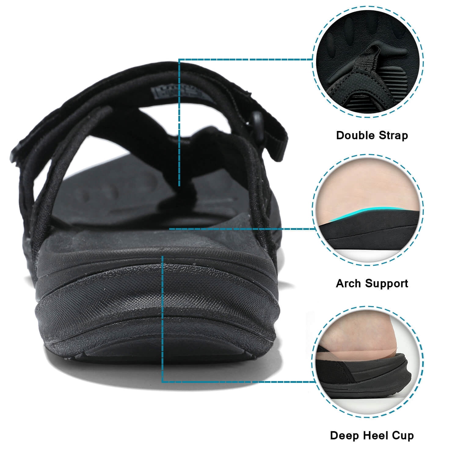 Womens Flip Flops Ladies Comfortable Walking Thong Sandals With Plantar Fasciitis Arch Support Black 8