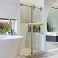 thumbnail image 3 of Fine Fixtures Frameless Shower Glass Door - Sliding Shower Door With Tempered Glass 48" W x 75" D in Satin Nickel Finish, 3 of 12