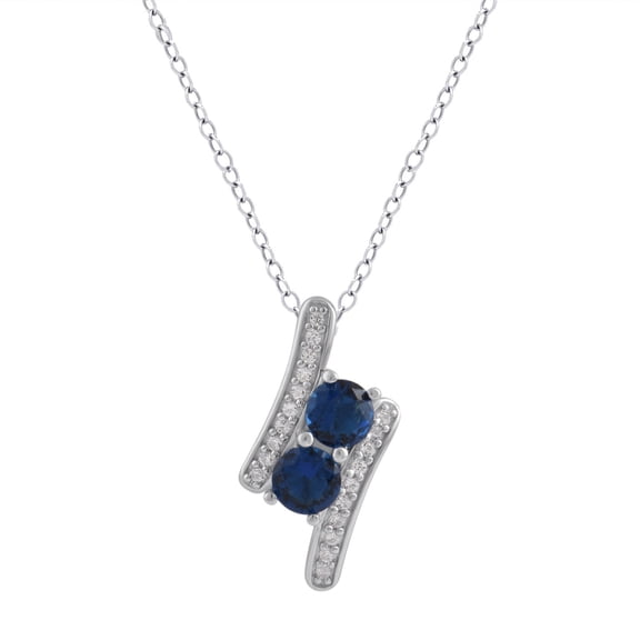 Arista 3/8 ct Gemstone Women's Two-Stone Fashion Pendant in Sterling Silver, 18"
