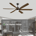 thumbnail image 4 of 60 inch Farmhouse Ceiling Fan with Light and Remote, Indoor Outdoor Large Reversible Solid Wood 6 Blades, 3CCT Dimmable, 6 Speed Quiet DC Motor, 4 of 10