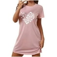 thumbnail image 2 of VgaVtl Pink Womens Sleepshirt Short Sleeve Short Womens Plus Size Nightgowns Print Sleepwear, 2 of 5