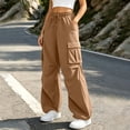 thumbnail image 7 of Aeguzox Womens Pants Elastic Waisted Outdoor Joggers Casual Loose Solid Color Cargo Pants with Multi-Pockets,Sizes S-2XL, 7 of 7